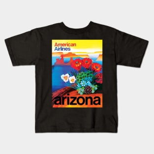 Beautifully Restored Vintage Travel Poster - American Airlines Travel to Arizona Kids T-Shirt